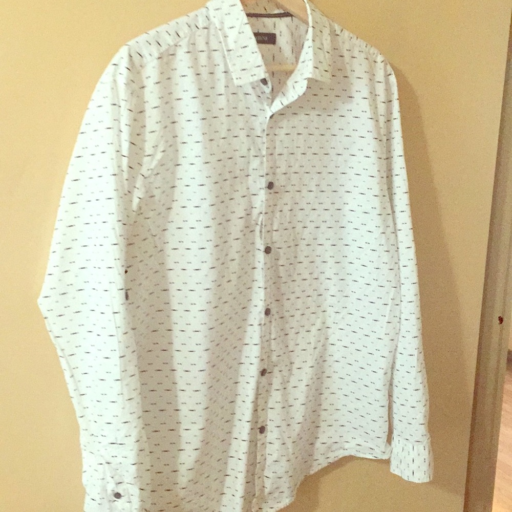 Large Alfani Black Striped White Button Down